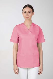 Dámska farebná zdravotnícka blúzka M-074, ružová  (Zdravotnícke oblečenie)