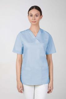 Dámska farebná zdravotnícka blúzka M-074, svetlo modrá (Zdravotnícke oblečenie)