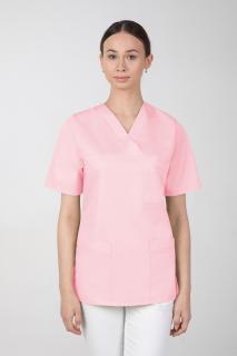 Dámska farebná zdravotnícka blúzka M-074, svetlo ružová (Zdravotnícke oblečenie)