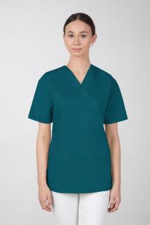 Dámska farebná zdravotnícka blúzka M-074, tmavo zelená (Zdravotnícke oblečenie)