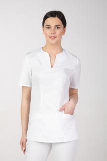 Dámska farebná zdravotnícka blúzka s elastanom M-323X, biela (Zdravotnícke oblečenie)