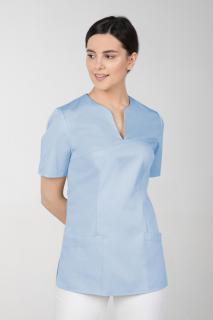 Dámska farebná zdravotnícka blúzka s elastanom M-323X, svetlo modrá (Zdravotnícke oblečenie)