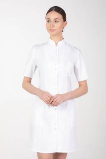 Dámske zdravotnícke šaty so stojačikom  M-141TK, biela (Zdravotnícke oblečenie)