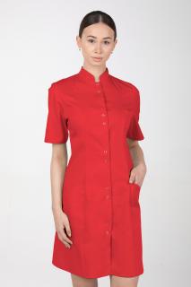 Dámske zdravotnícke šaty so stojačikom  M-141TK, červená (Zdravotnícke oblečenie)