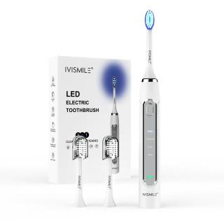 Elektrická sonická zubná kefka s modrým LED svetlom, biela (Zubná kefka)