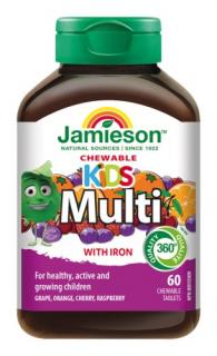 Jamieson Multi Kids multivitamín tablety na cmúľanie pre deti 60tbl. (Jamieson – kanadské prírodné vitamíny)