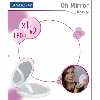 Kozmetické obojstranné zrkadlo s LED osvetlením  Lanaform Oh Mirror (Kozmetické zrkadlo)