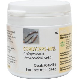 MRL CORDYCEPS sinensis 90 tab. po 500 mg sušenej huby (Oslabená imunita, stres, pri zápaloch, po chemoterapii a rádioterapii, pri stafylokokových, streptokokových a pneumokokových infekciách)