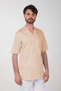 Pánska farebná zdravotnícka košeľa M-074C, béžová (Zdravotnícke oblečenie)