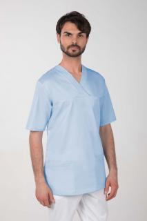 Pánska farebná zdravotnícka košeľa M-074C, bledo modrá (Zdravotnícke oblečenie)