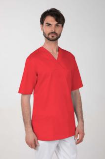 Pánska farebná zdravotnícka košeľa M-074C, červená (Zdravotnícke oblečenie)