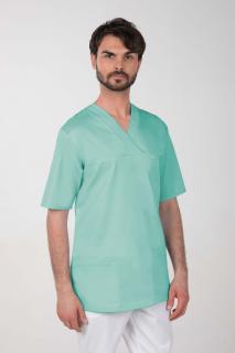 Pánska farebná zdravotnícka košeľa M-074C, mätová (Zdravotnícke oblečenie)