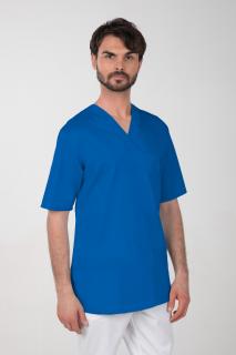 Pánska farebná zdravotnícka košeľa M-074C, modrá (Zdravotnícke oblečenie)