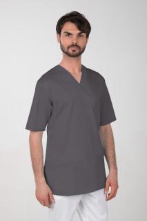 Pánska farebná zdravotnícka košeľa M-074C, tmavo sivá (Zdravotnícke oblečenie)