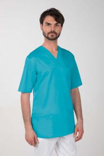 Pánska farebná zdravotnícka košeľa M-074C, tyrkysová (Zdravotnícke oblečenie)