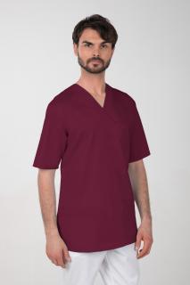 Pánska farebná zdravotnícka košeľa M-074C, višňová (Zdravotnícke oblečenie)