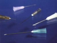 Sterilná jednorázová ihla 24 G 1  (0,55 x 25 mm) fialová (Injekčné striekačky a ihly)
