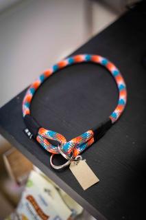Wild Rope obojok Farba: Oranžová/modrá, sťahovák, Veľkosť: XL 50 cm