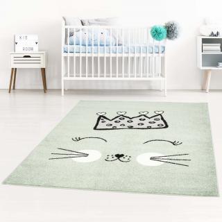 Moderný koberec BUBBLE - Zelená mačka