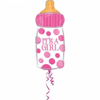 BALÓN fóliový holografický Dětská lahvička "Je to holka"