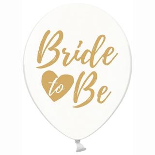 BALÓNEK crystal bílý, zlaté "Bride to be" 6ks