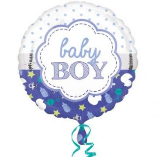 Balónek fóliový Baby Boy kulatý 43 cm Scallop