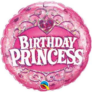 Balónek fóliový Birthday Princess holografický 1ks
