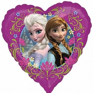 BALÓNEK foliový  Frozen Anna a Elsa v srdíčku