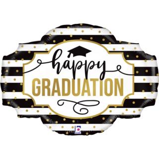 BALÓNEK fóliový Happy Graduation černobílý 32" 81cm