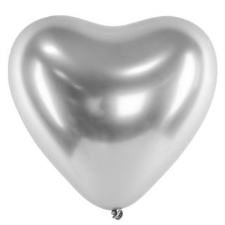 BALÓNEK latexový Srdce Glossy lesklé stříbrné 30cm 50ks