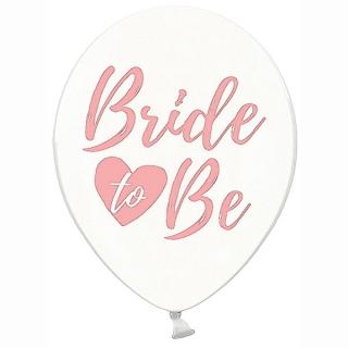 BALÓNEK průhledný s růžovým "Bride to be" 30cm 50ks