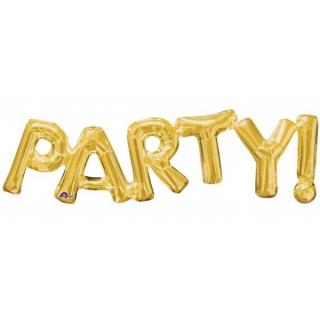 Balonkový nápis PARTY! zlatý