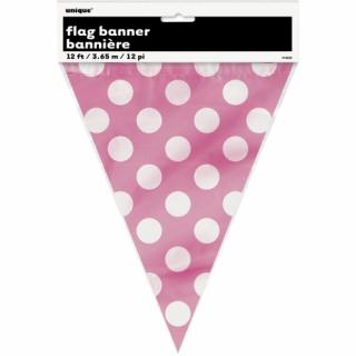 Girlanda vlaječková s puntíky růžová
