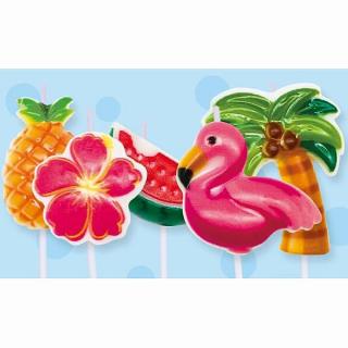 SVÍČKY dortové 5ks Flamingotropical