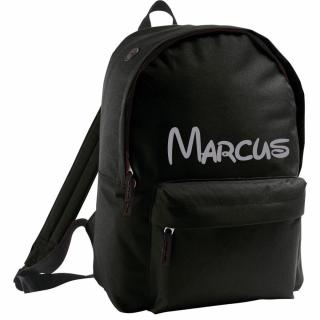 ruksak s menom - väčší - čierny s reflexným nápisom Farba textu: reflexný strieborný