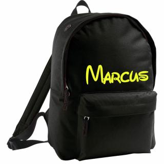 ruksak s menom - väčší - čierny s reflexným nápisom Farba textu: reflexný žltý
