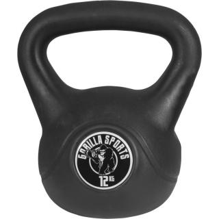 Gorilla Sports Kettlebell činka, plast, čierna, 12 kg