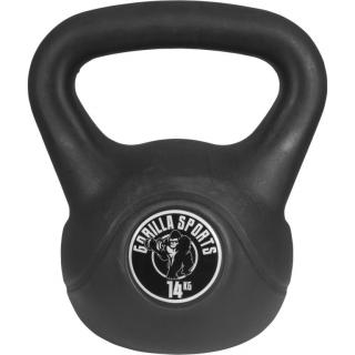 Gorilla Sports Kettlebell činka, plast, čierna, 14 kg