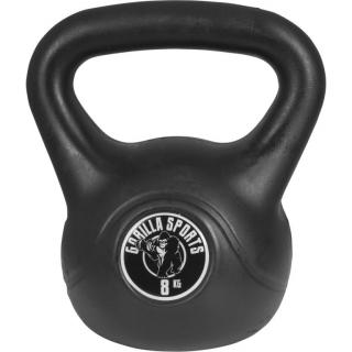 Gorilla Sports Kettlebell činka, plast, čierna, 8 kg