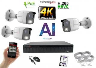 Monitorrs Security 4K IP 3 kamerový set 8 Mpix WTube (6378K3)  (Monitorrs Security)