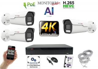 Monitorrs Security 4k park AI IP 3 kamerový set 8 Mpix WTube (6380K3) (Monitorrs Security)