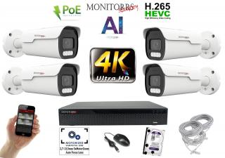 Monitorrs Security 4k park AI IP 4 kamerový set 8 Mpix WTube (6380K4) (Monitorrs Security)