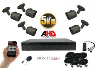 Monitorrs Security AHD 5 kamerový set 5 MPix GTube (6042K5) (Monitorrs Security)