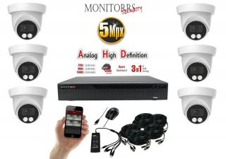 Monitorrs Security AHD 6 kamerový set  5 MPix Dome (6197K6) (Monitorrs Security)