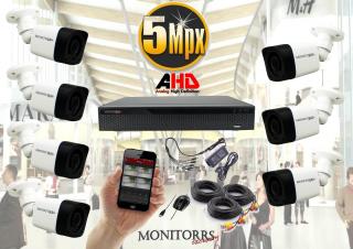 Monitorrs Security AHD 7 kamerový set 5 MPix Tube (6198K7) (Monitorrs Security)