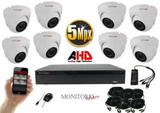 Monitorrs Security AHD 8 kamerový set 5 MPix WDome  (6043K8) (Monitorrs Security)