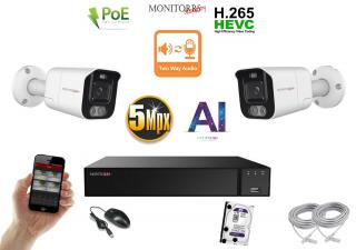 Monitorrs Security AI Aktív IP 2 kamerový set 5 Mpix WTube (6078K2) (Monitorrs Security)