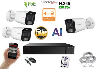 Monitorrs Security AI Aktív IP 3 kamerový set 5 Mpix WTube (6078K3) (Monitorrs Security)