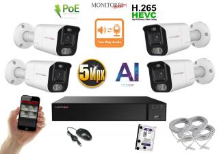 Monitorrs Security AI Aktív IP 4 kamerový set 5 Mpix WTube (6078K4) (Monitorrs Security)