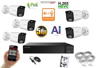 Monitorrs Security AI Aktív IP 5 kamerový set 5 Mpix WTube (6078K5) (Monitorrs Security)